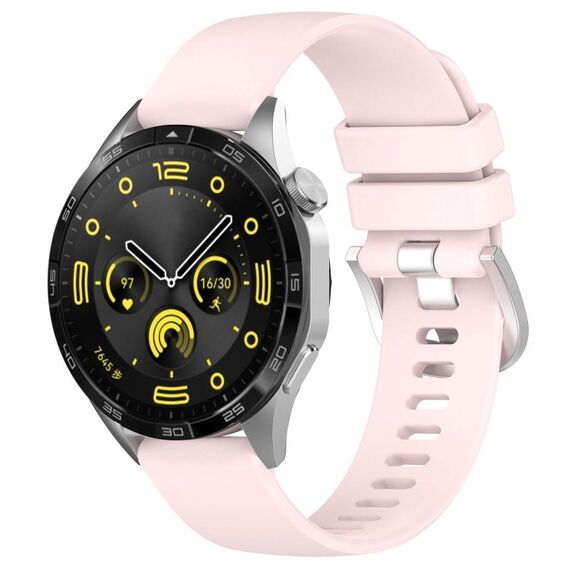 Per Huawei Watch GT4 46mm 22mm cinturino in silicone con fibbia argento lucido liquido (rosa)