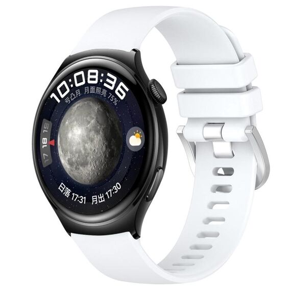 Per Huawei Watch 4 Cinturino in silicone con fibbia in argento lucido liquido da 22 mm (bianco)