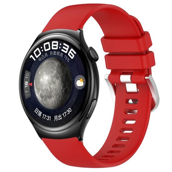 Per Huawei Watch 4 Cinturino in silicone con fibbia in argento lucido liquido da 22 mm (rosso)