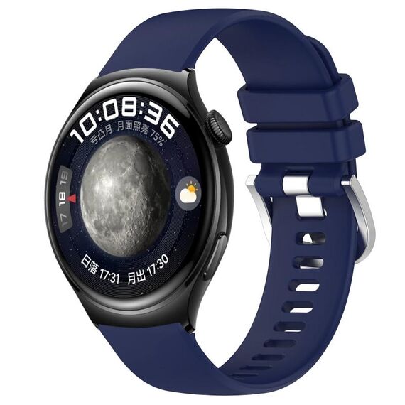 Per Huawei Watch 4 Cinturino in silicone con fibbia argento lucido liquido da 22 mm (blu scuro)
