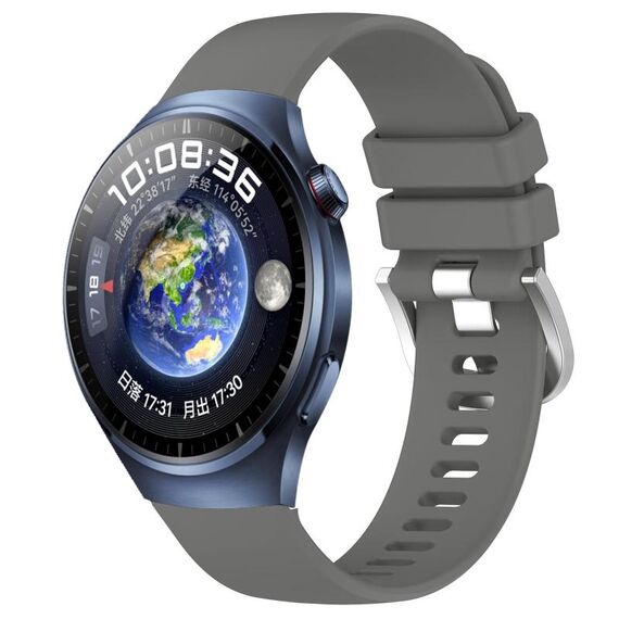 Per Huawei Watch 4 Pro 22mm cinturino in silicone con fibbia argento lucido liquido (grigio scuro)