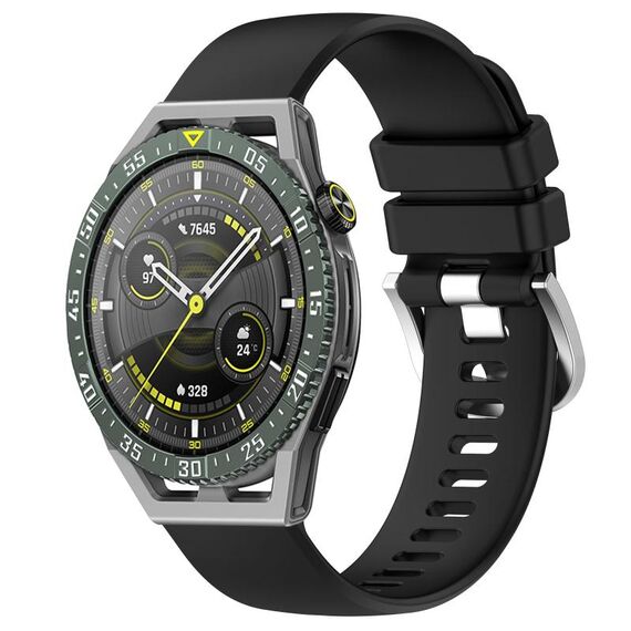 Per Huawei Watch GT3 SE cinturino in silicone con fibbia in argento lucido liquido da 22 mm (nero)