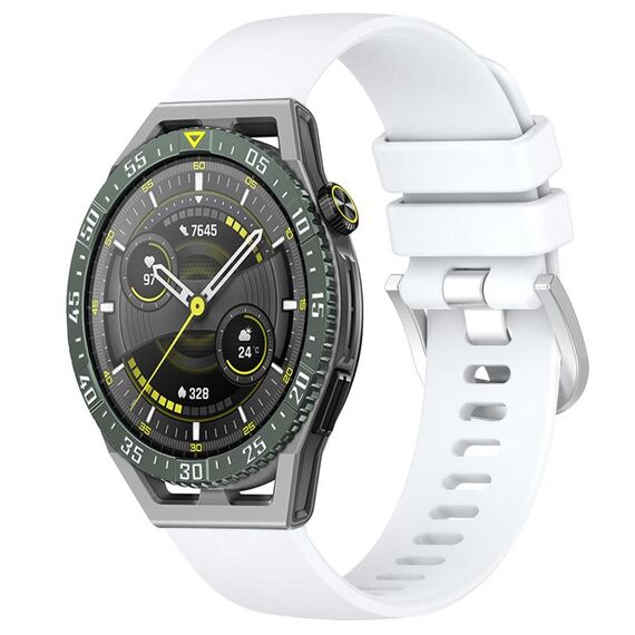Per Huawei Watch GT3 SE cinturino in silicone con fibbia in argento lucido liquido da 22 mm (bianco)