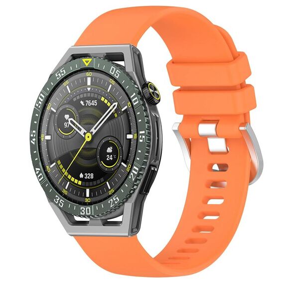 Per Huawei Watch GT3 SE cinturino in silicone con fibbia in argento lucido liquido da 22 mm (arancione)