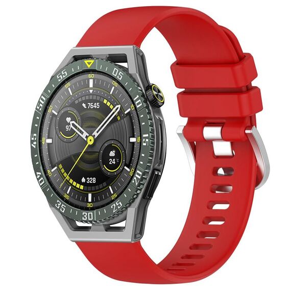 Per Huawei Watch GT3 SE cinturino in silicone con fibbia in argento lucido liquido da 22 mm (rosso)