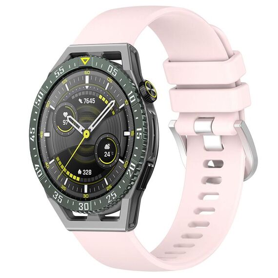 Per Huawei Watch GT3 SE cinturino in silicone con fibbia in argento lucido liquido da 22 mm (rosa)