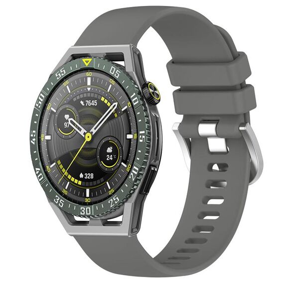Per Huawei Watch GT3 SE cinturino in silicone con fibbia in argento lucido liquido da 22 mm (grigio scuro)
