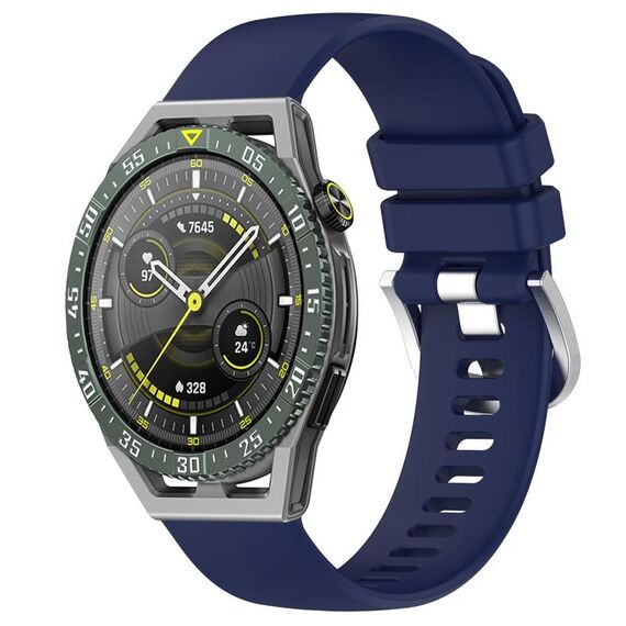 Per Huawei Watch GT3 SE cinturino in silicone con fibbia in argento lucido liquido da 22 mm (blu scuro)