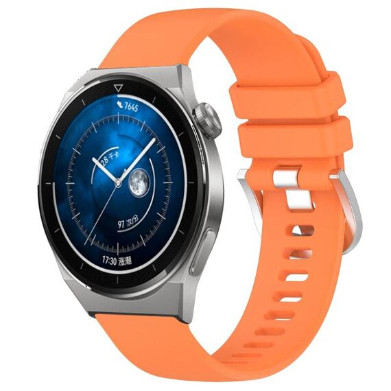 Per Huawei Watch GT3 Pro 46mm 22mm Cinturino in silicone con fibbia argento lucido liquido (arancione)