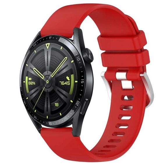 Per Huawei Watch GT3 46mm 22mm Cinturino in silicone con fibbia argento lucido liquido (rosso)
