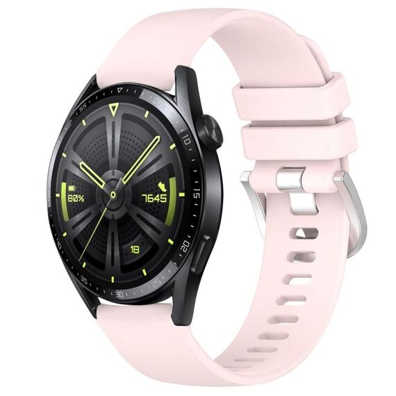 Per Huawei Watch GT3 46mm 22mm cinturino in silicone con fibbia argento lucido liquido (rosa)