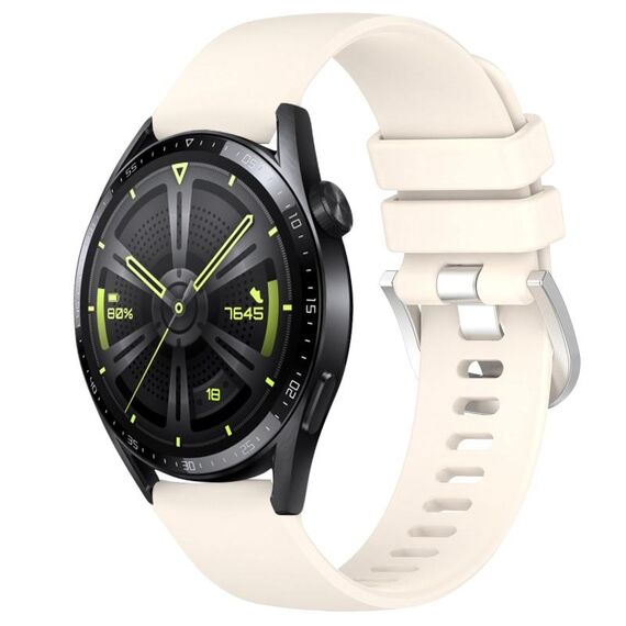 Per Huawei Watch GT3 46mm 22mm Cinturino in silicone con fibbia argento lucido liquido (colore Starlight)