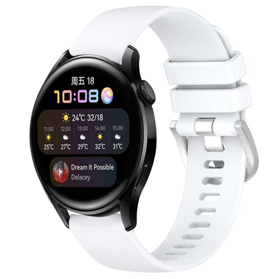 Per Huawei Watch 3 Cinturino in silicone con fibbia in argento lucido liquido da 22 mm (bianco)