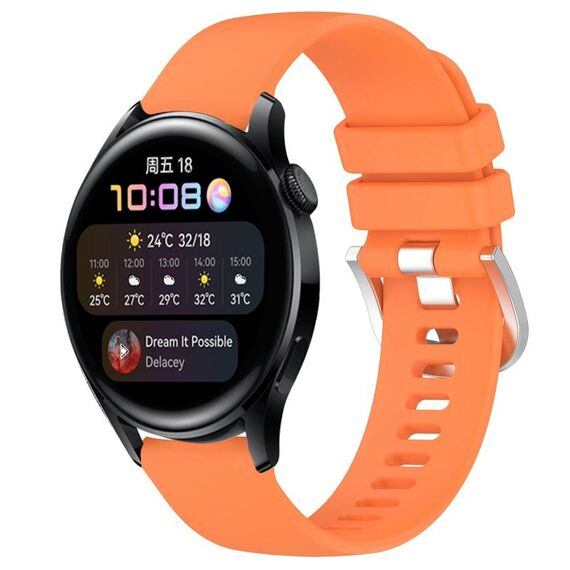Per Huawei Watch 3 Cinturino in silicone con fibbia in argento lucido liquido da 22 mm (arancione)