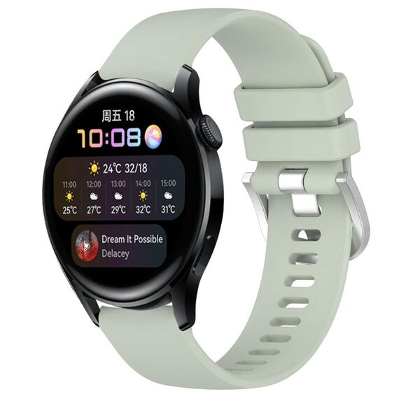 Per Huawei Watch 3 Cinturino in silicone con fibbia in argento lucido liquido da 22 mm (verde)