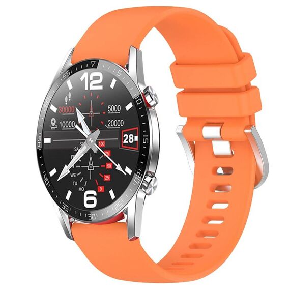 Per Huawei Watch GT2 46mm 22mm Cinturino in silicone con fibbia argento lucido liquido (arancione)