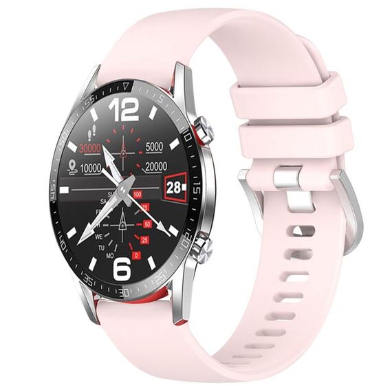 Per Huawei Watch GT2 46mm 22mm cinturino in silicone con fibbia argento lucido liquido (rosa)