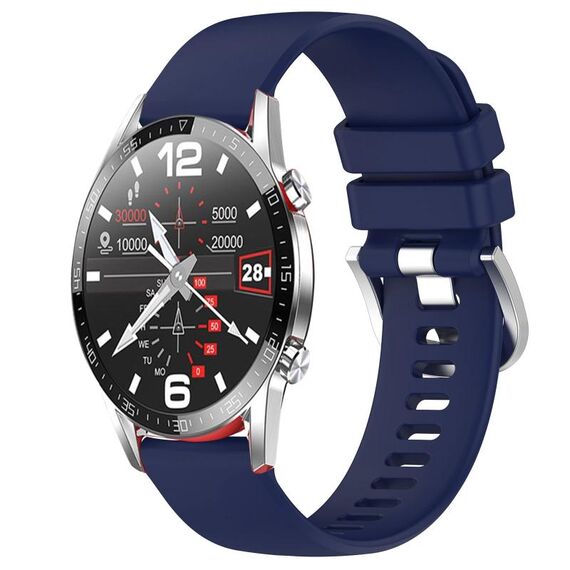 Per Huawei Watch GT2 46mm 22mm Cinturino in silicone con fibbia argento lucido liquido (blu scuro)