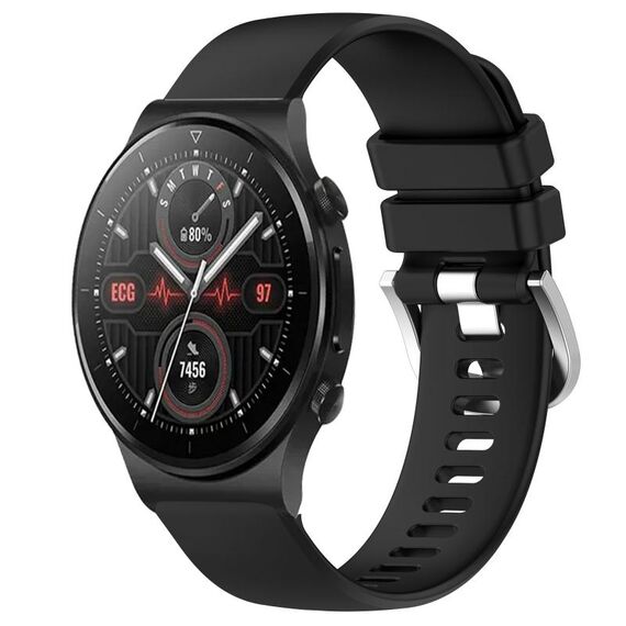 Per Huawei Watch GT2 Pro 22mm cinturino in silicone con fibbia argento lucido liquido (nero)