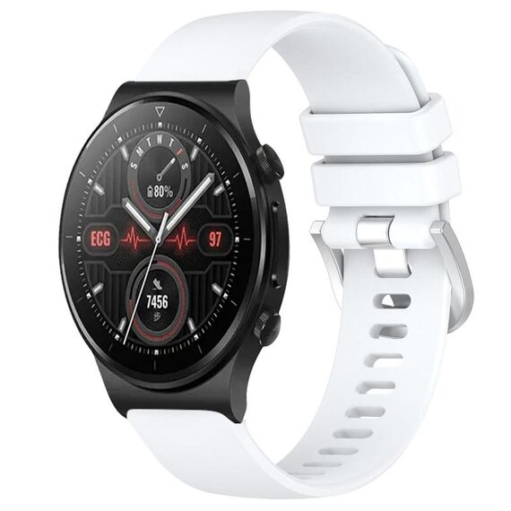 Per Huawei Watch GT2 Pro cinturino in silicone con fibbia in argento lucido liquido da 22 mm (bianco)