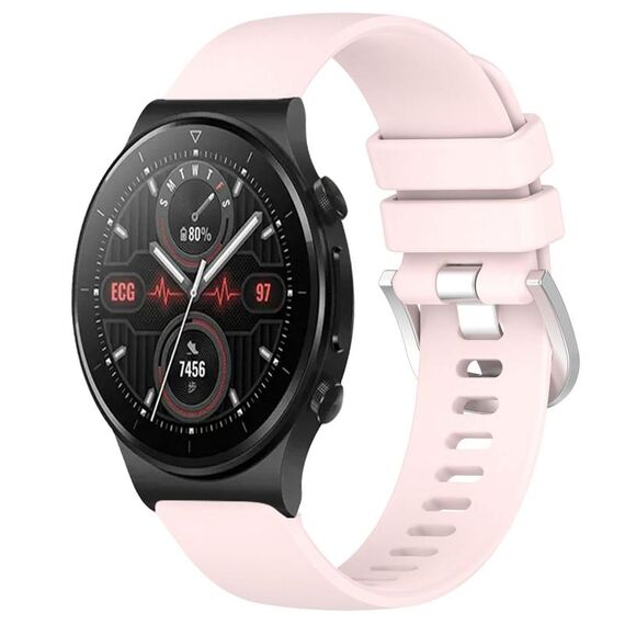 Per Huawei Watch GT2 Pro cinturino in silicone con fibbia in argento lucido liquido da 22 mm (rosa)