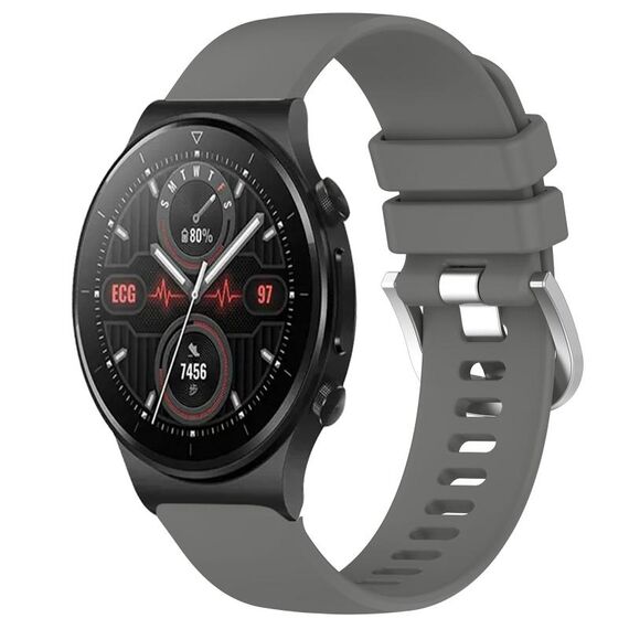 Per Huawei Watch GT2 Pro 22mm cinturino in silicone con fibbia argento lucido liquido (grigio scuro)