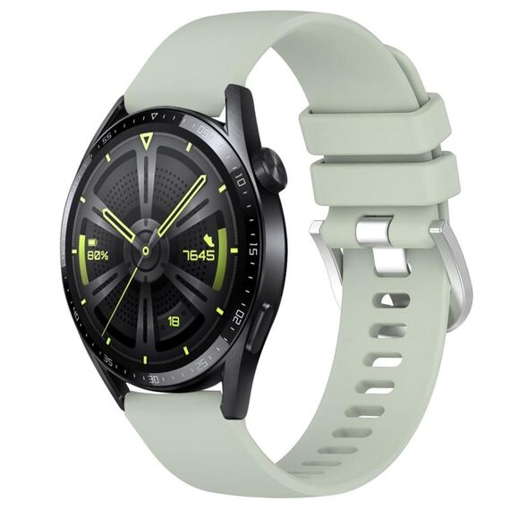 Per Huawei Watch GT3 42mm 20mm Cinturino in silicone con fibbia argento lucido liquido (verde)