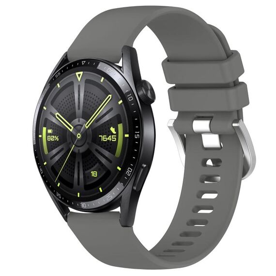 Per Huawei Watch GT3 42mm 20mm Cinturino in silicone con fibbia argento lucido liquido (grigio scuro)