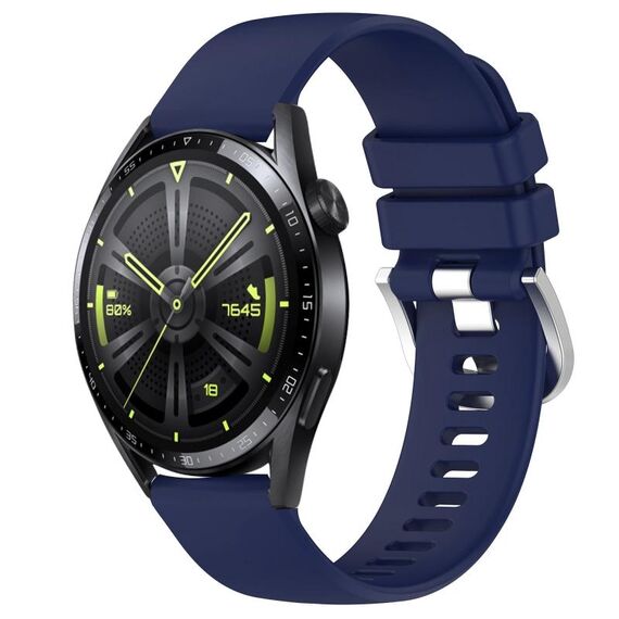 Per Huawei Watch GT3 42mm 20mm cinturino in silicone con fibbia argento lucido liquido (blu scuro)