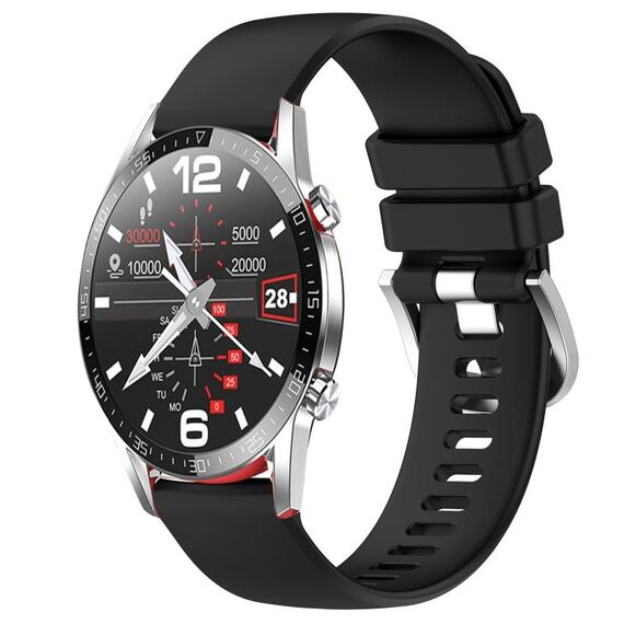 Per Huawei Watch GT2 42mm 20mm cinturino in silicone con fibbia argento lucido liquido (nero)