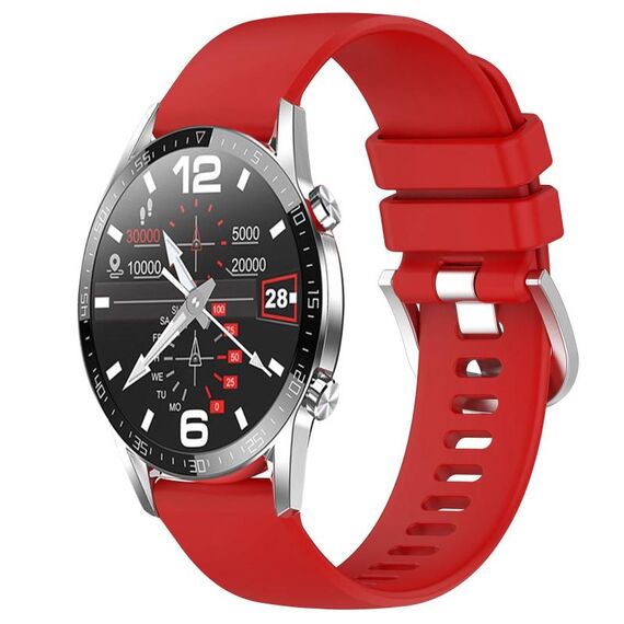 Per Huawei Watch GT2 42mm 20mm Cinturino in silicone con fibbia in argento lucido liquido (rosso)