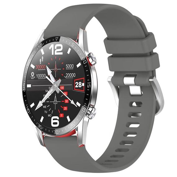 Per Huawei Watch GT2 42mm 20mm Cinturino in silicone con fibbia argento lucido liquido (grigio scuro)