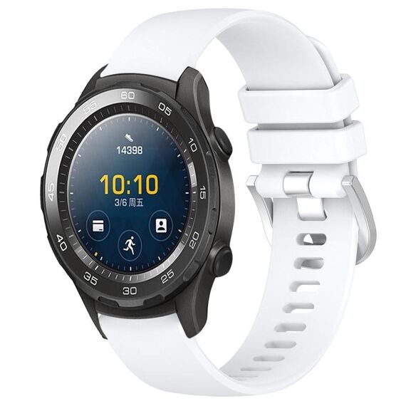 Per Huawei Watch 2 Cinturino in silicone con fibbia in argento lucido liquido da 20 mm (bianco)