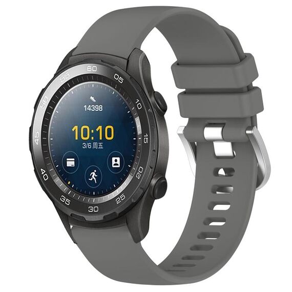 Per Huawei Watch 2 Cinturino in silicone con fibbia in argento lucido liquido da 20 mm (grigio scuro)