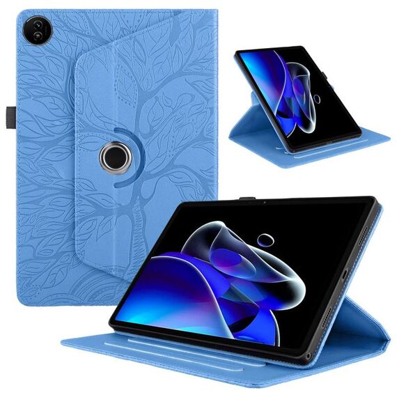 Custodia per tablet in pelle con rotazione in rilievo per Realme Pad 2 Tree Life (blu)