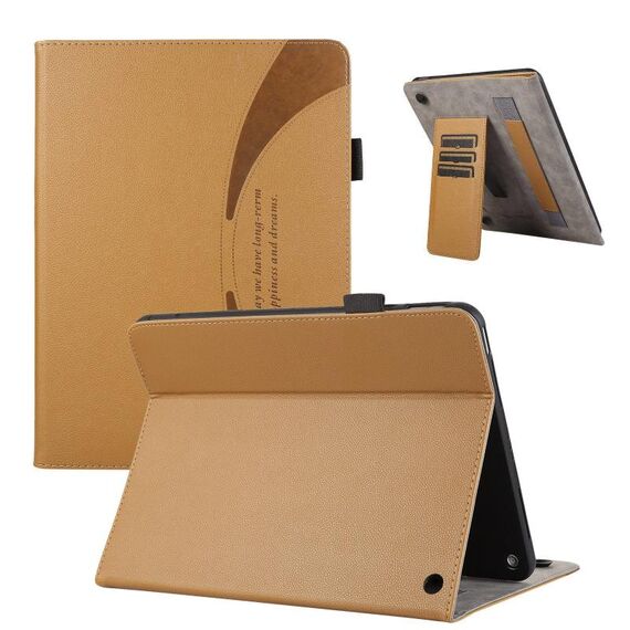 Custodia per tablet in pelle con ventosa per Amazon Kindle Fire HD10/HD10 Plus 2021 (marrone)