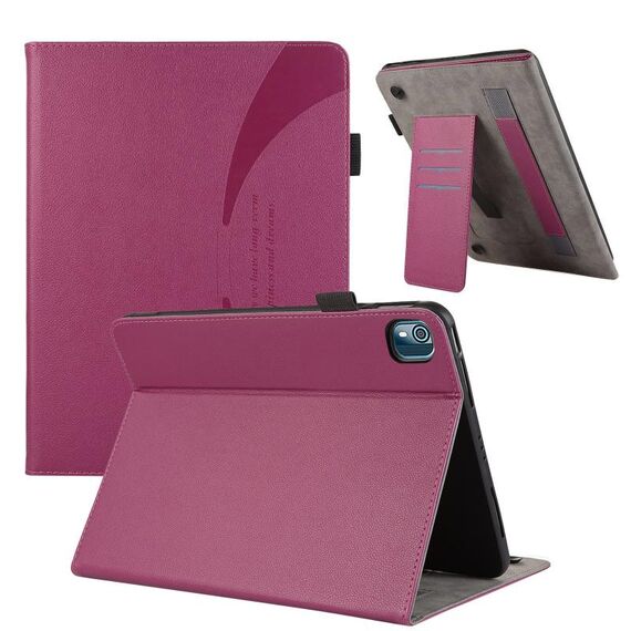Custodia per tablet in pelle Sucker per Nokia T10 8.0 Litchi Texture (viola)