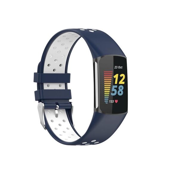 Per cinturino in silicone traspirante bicolore Fitbit Charge 6 (blu + bianco)