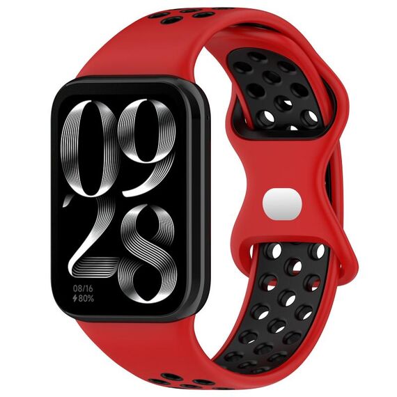Per cinturino in silicone con fibbia a farfalla bicolore Xiaomi Mi Band 8 (rosso nero)