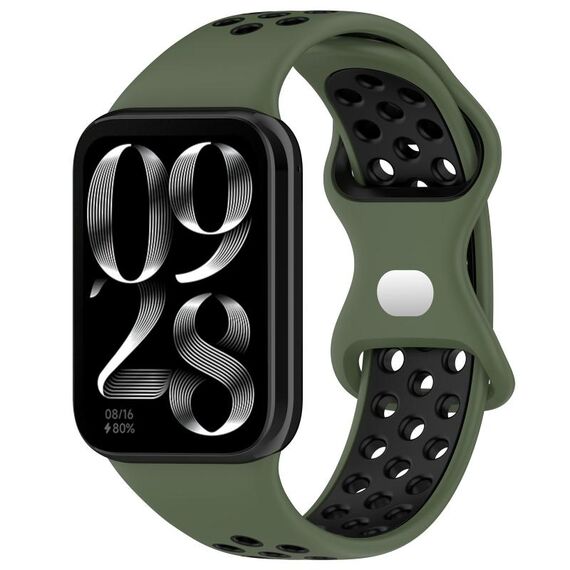 Per Xiaomi Mi Band 8 cinturino in silicone con fibbia a farfalla bicolore (verde oliva nero)