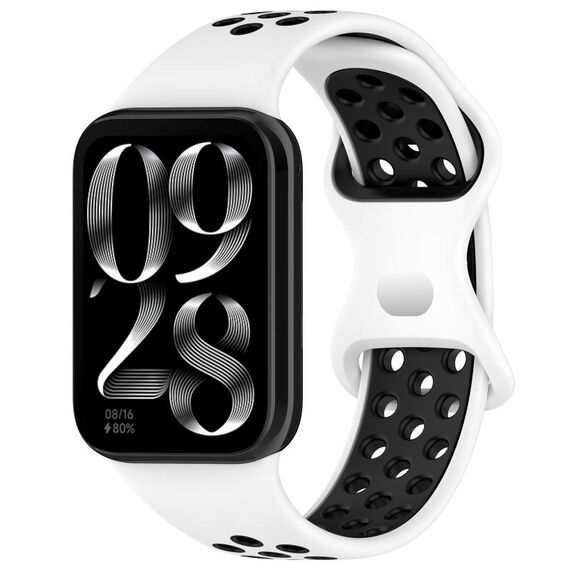 Per Xiaomi Mi Band 8 Pro Cinturino in silicone con fibbia a farfalla bicolore (bianco nero)
