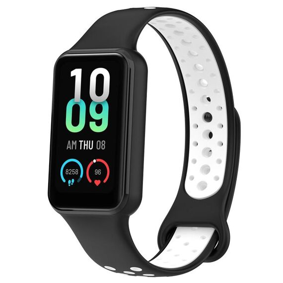 Per Xiaomi Mi Band 8 cinturino sportivo in silicone traspirante attivo bicolore (nero bianco)