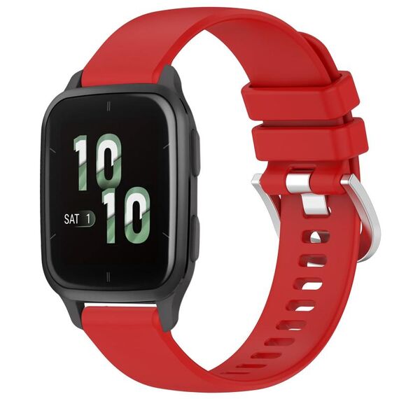 Per cinturino in silicone con fibbia argento lucido Garmin Venu SQ2 (rosso)