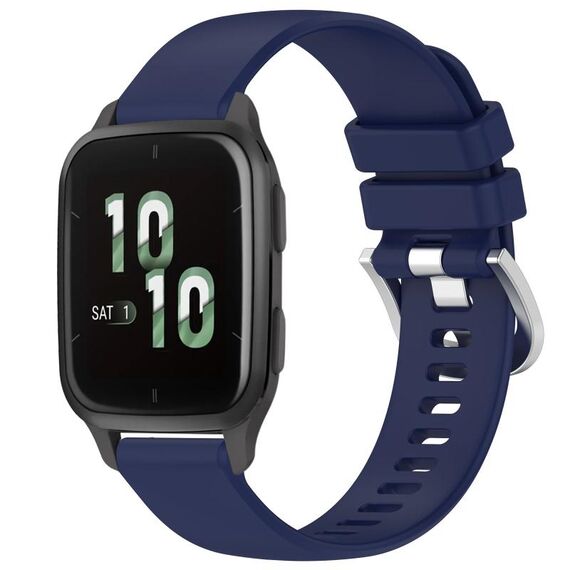 Per cinturino in silicone con fibbia in argento lucido liquido Garmin Venu SQ2 (blu scuro)