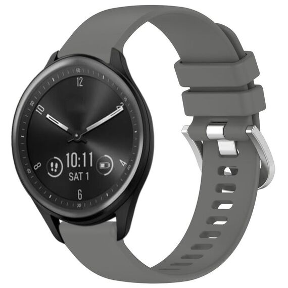 Per Garmin Vivomove Sport cinturino in silicone con fibbia argento lucido liquido (grigio)