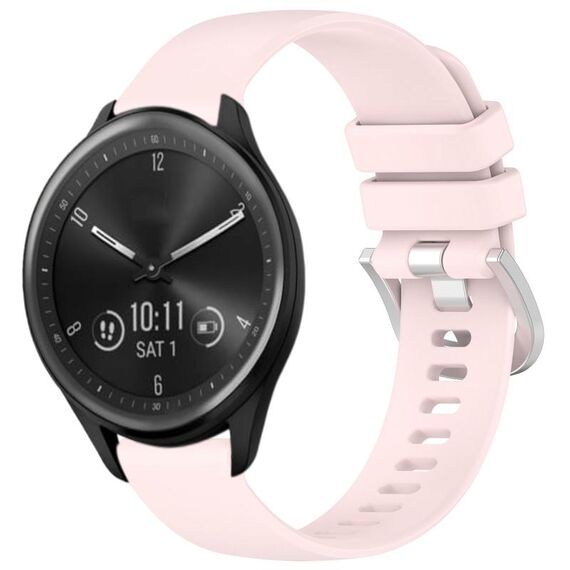 Per cinturino in silicone Garmin Vivomove Sport liquido lucido argento con fibbia (rosa)