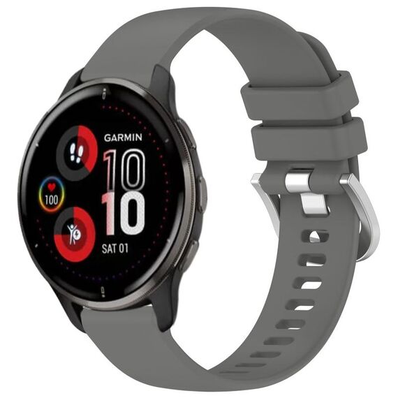 Per cinturino in silicone con fibbia argento lucido liquido Garmin Venu 2 Plus (grigio)