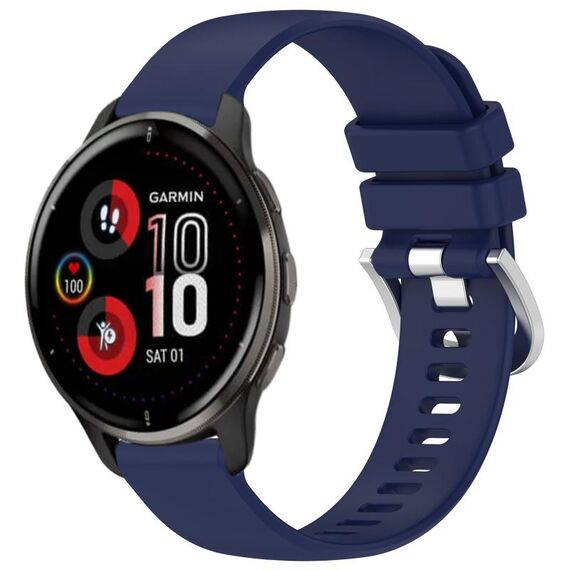 Per cinturino in silicone con fibbia argento lucido Garmin Venu 2 Plus (blu scuro)
