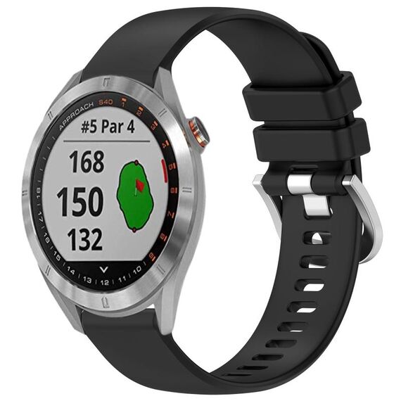 Per cinturino in silicone con fibbia argento lucido Garmin Approach S40 (nero)