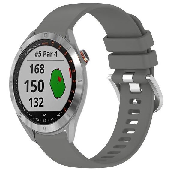 Per cinturino in silicone con fibbia argento lucido Garmin Approach S40 (grigio)